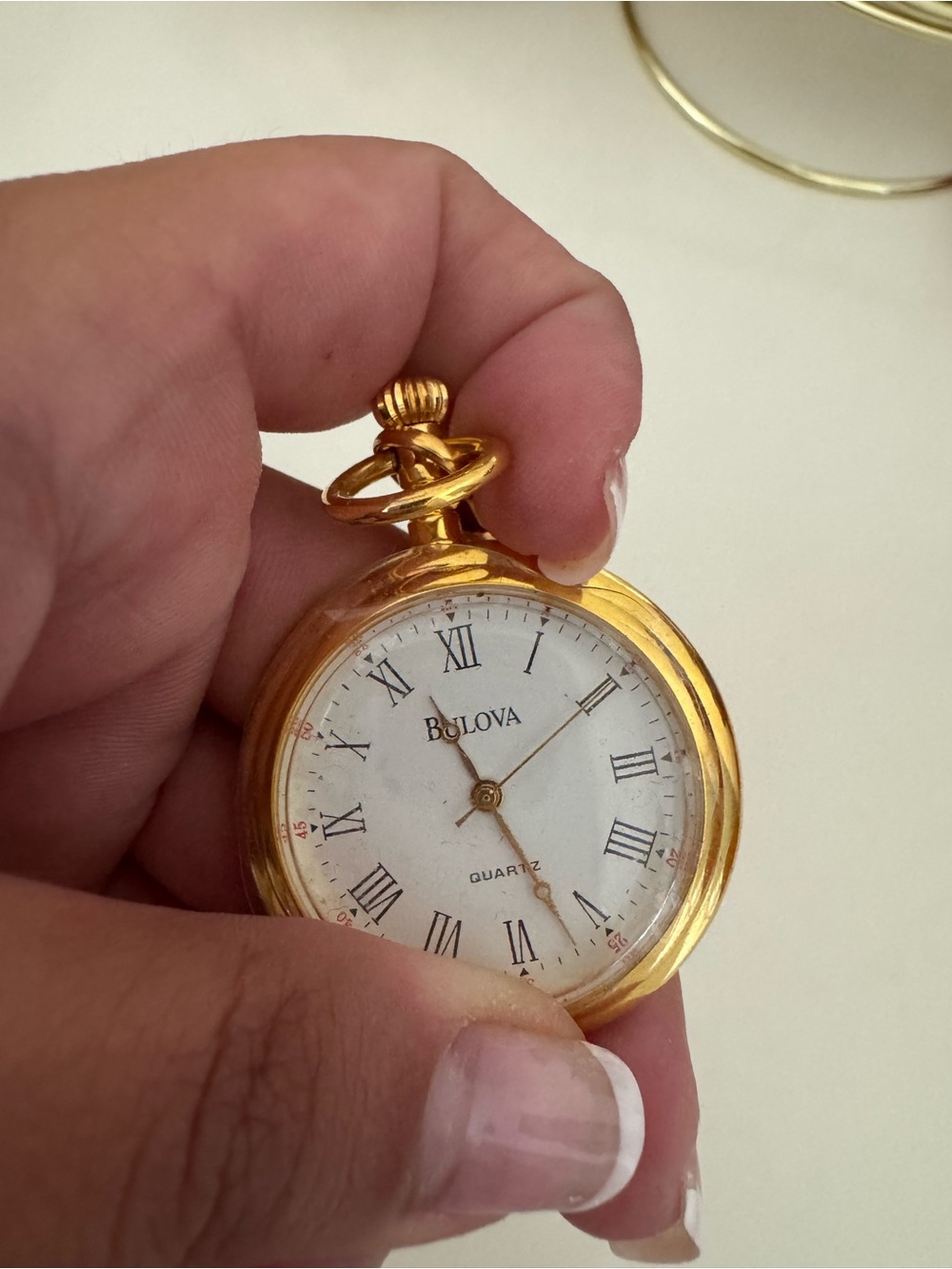 New Bulova Gold Pocket Watch Jewel Quartz
Movement Swiss Made